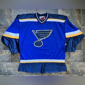 Pro Player St. Louis Blues Royal Blue Navy Hockey Jersey with Yellow Accents